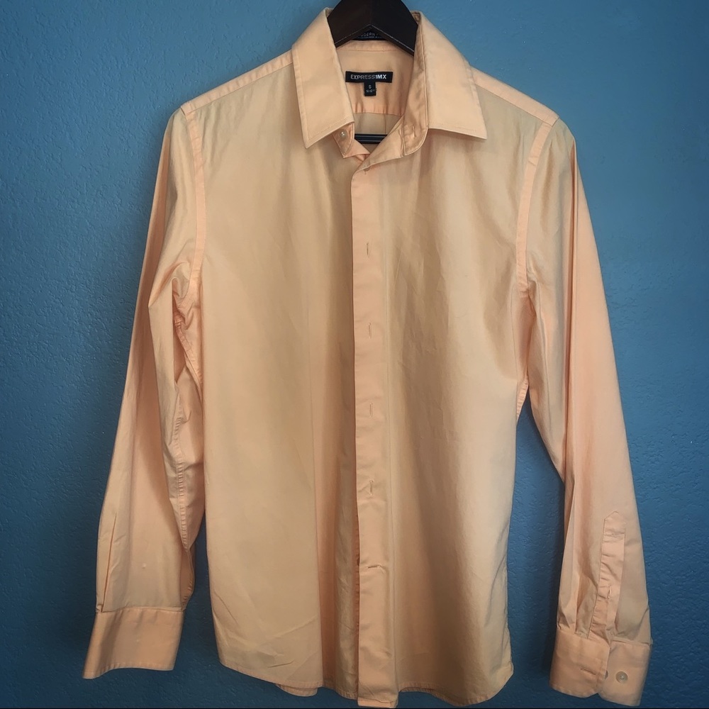 Express 1MX Modern Fit Orange Button Down Shirt